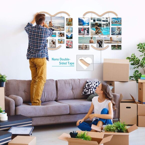 New Wood Picture Frame Collage with 30 Clips - Picture 6 of 9